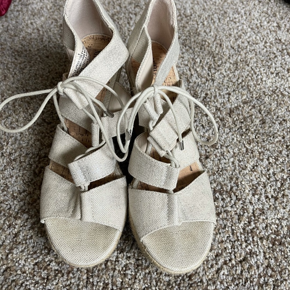 Lace wedge sandals